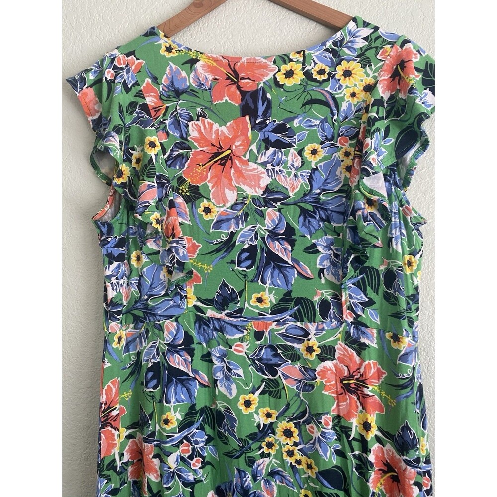 C. Wonder Tropical Floral Midi Dress LP Cottagecore Summer Ruffle V-Neck - Picture 13 of 13